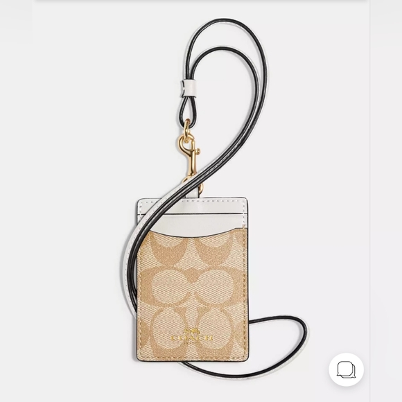 ✨️COACH Signature canvas PVC ID Lanyard case in Light Khaki/Chalk White ✨️🤍 - Picture 1 of 3